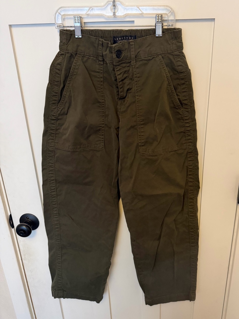 Sanctuary cargo utility pants army green size 26 mid rise front patch pocket